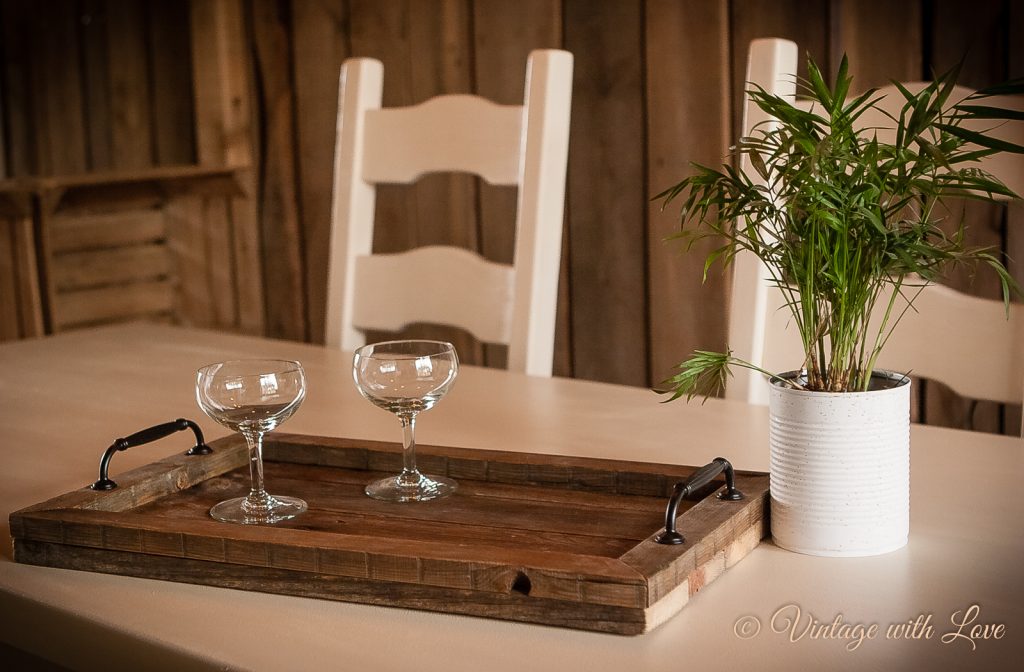 Vintage rustic wooden serving tray